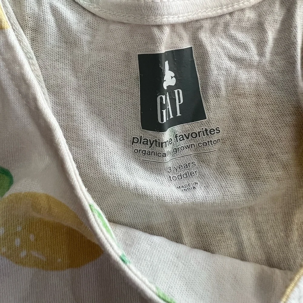 Gap Toddler Girl White Lemon Print Cotton Play Dress Size 3t